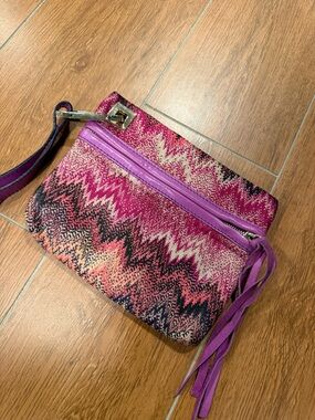 M by Missoni Pink and Purple Zigzag Wristlet Clutch